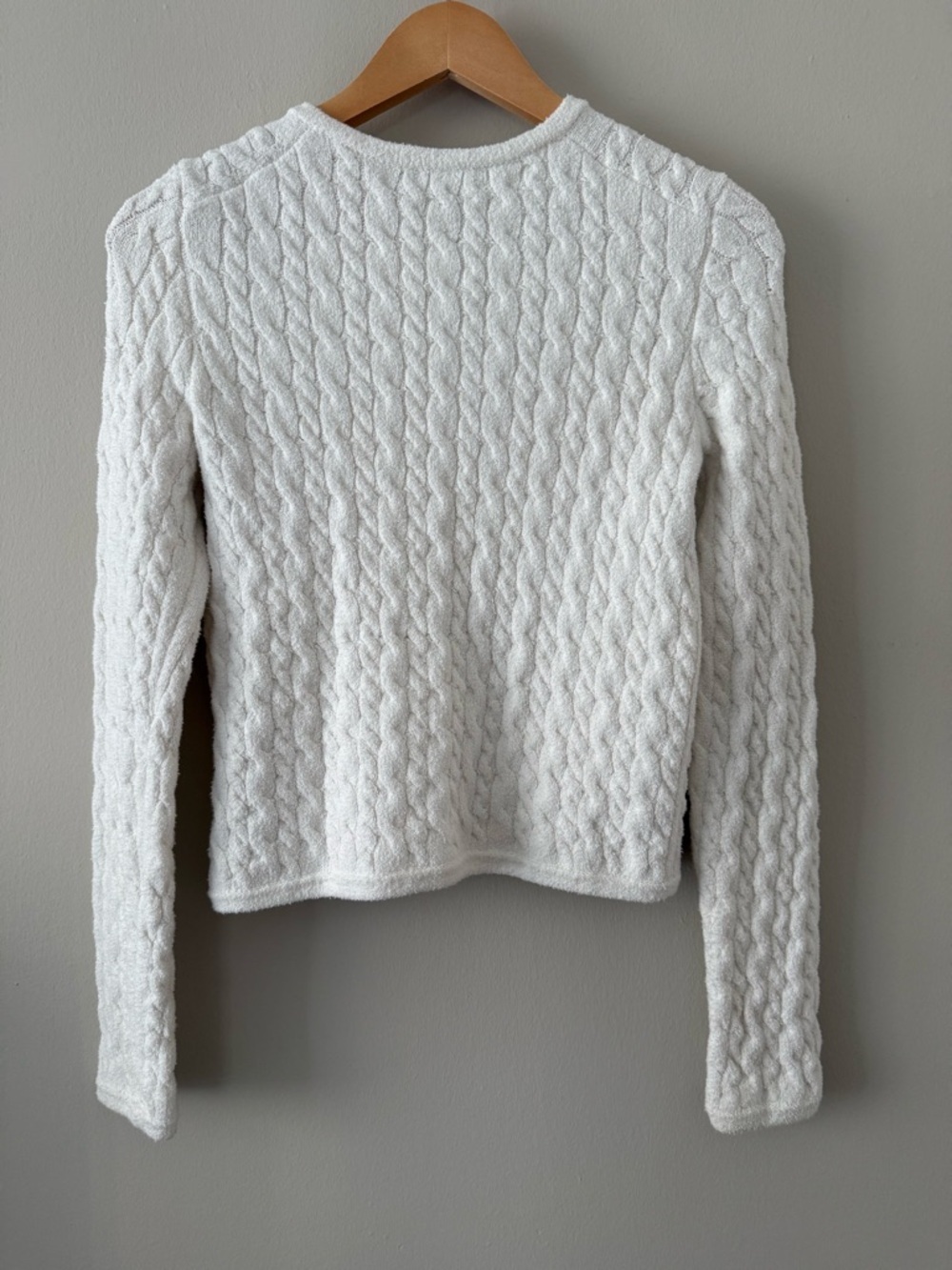 J. Crew - Odette Cable-knit Sweater Lady Jacket in Cotton-blend Bouclé - Ivory - Picture 9 of 13